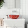 Handfat vit och röd rund Φ41x14 cm keramik vidaXL – miniatyr 1