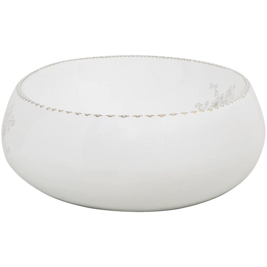Handfat vit oval keramik vidaXL 59 x 40 x 15 cm – bild 5