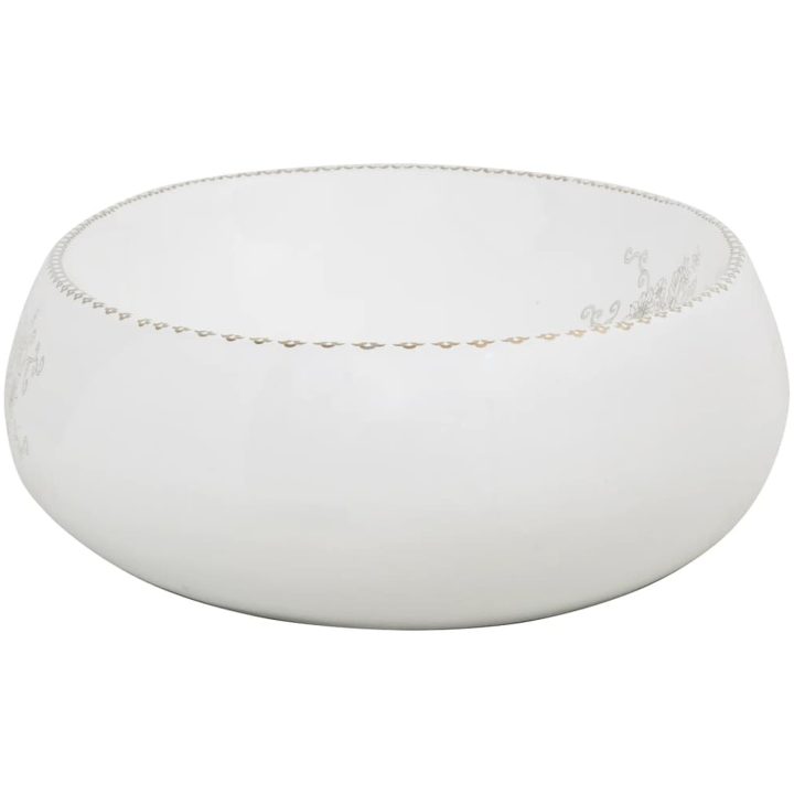 Handfat vit oval keramik vidaXL 59 x 40 x 15 cm – bild 5