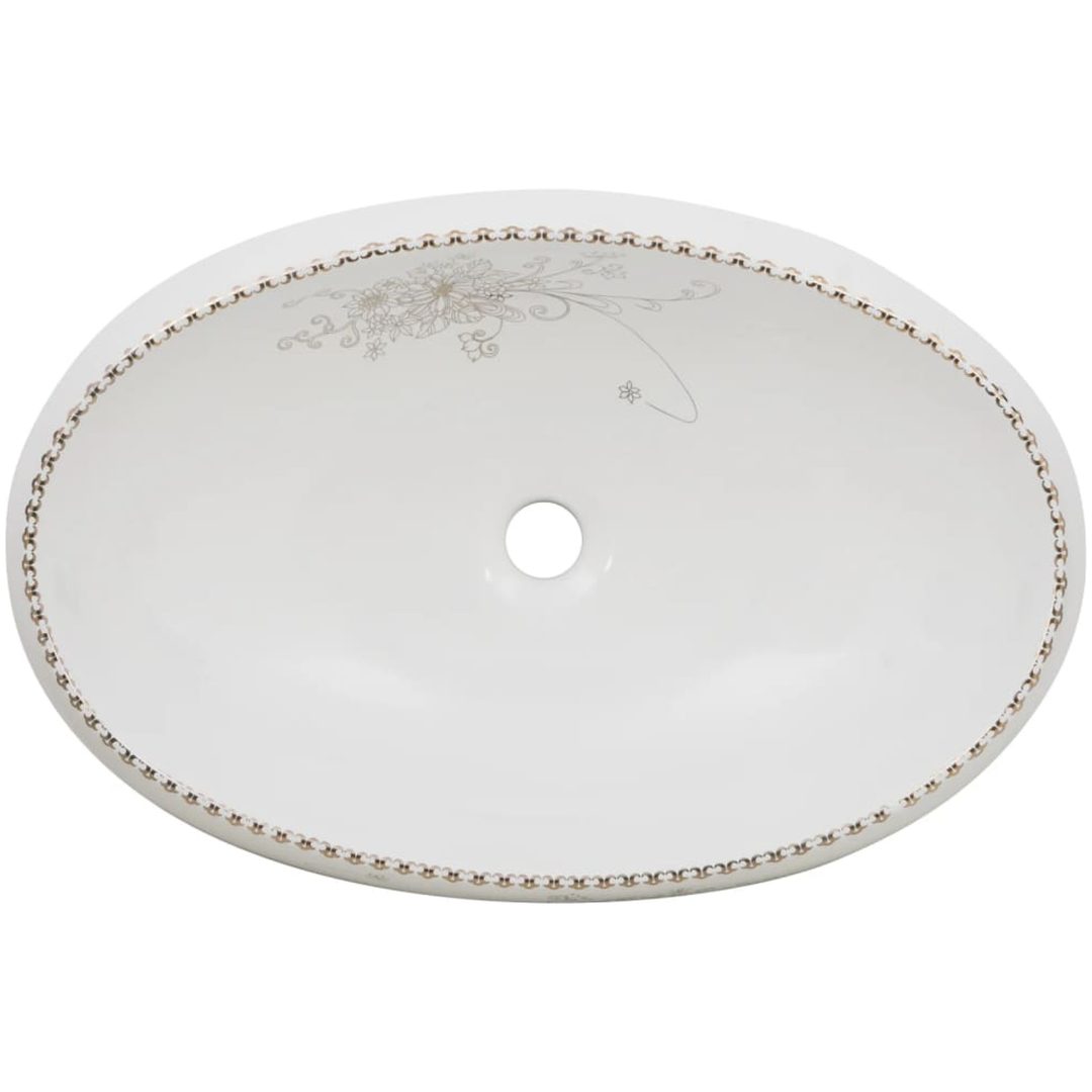 Handfat vit oval keramik vidaXL 59 x 40 x 15 cm – bild 6