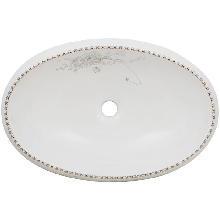 Handfat vit oval keramik vidaXL 59 x 40 x 15 cm – bild 6