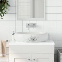 Handfat vit oval keramik vidaXL