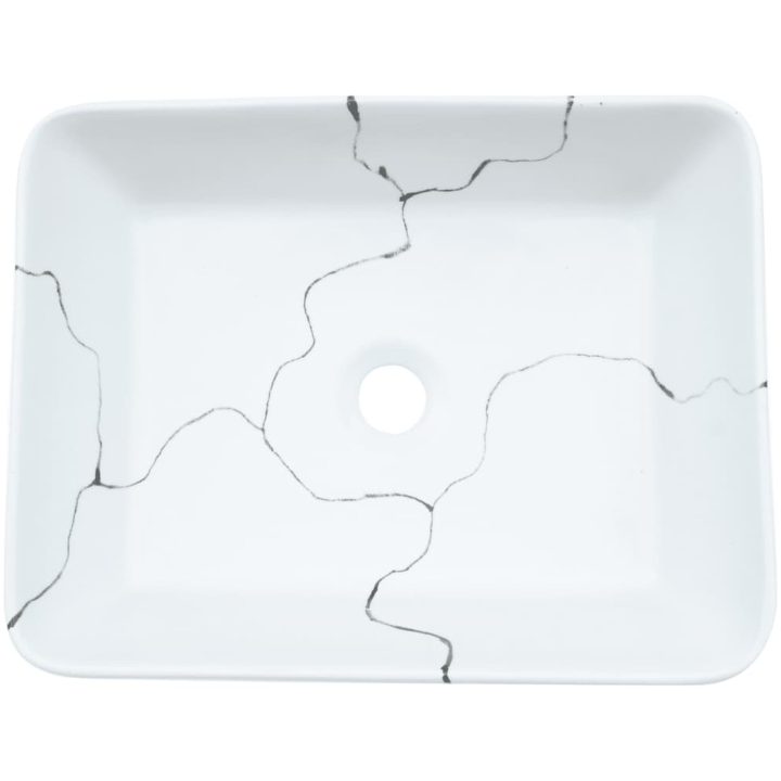 Handfat vit rektangulär 46x35,5x13 cm keramik vidaXL – bild 6