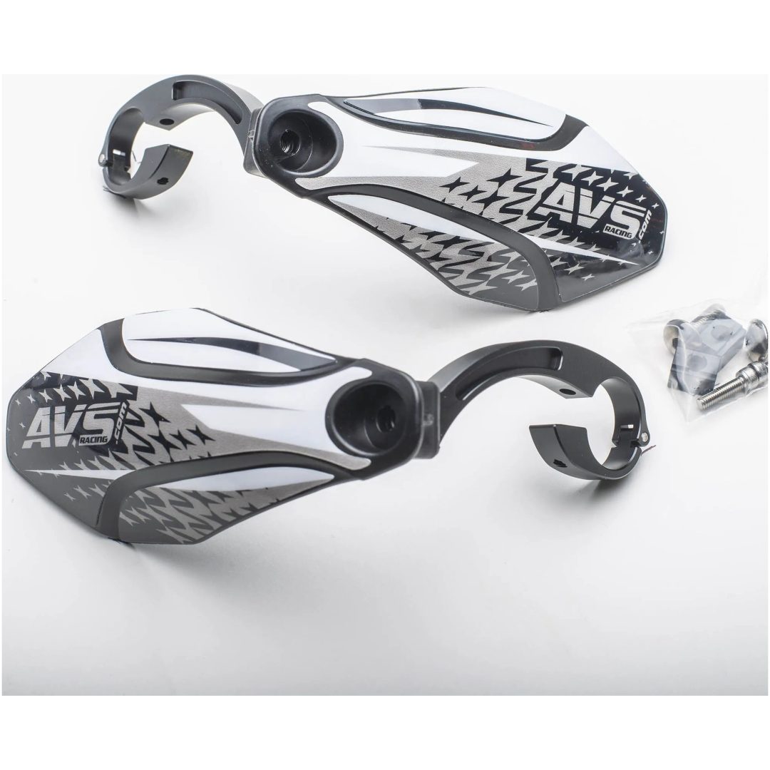 Handskydd Kit Med Aluminiumsstöd Svart/vit AVS RACING Handskydd