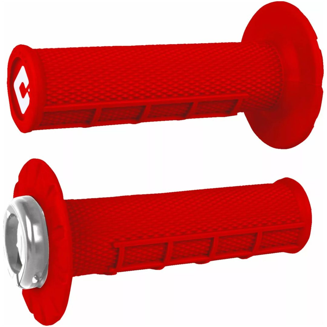 Handtag Half Waffle V2.1 Lock-on Röd/silver ODI