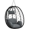 Hängande Ägg Stol Basket utan Stöd Antracit Poly Rattan vidaXL Large – miniatyr 2