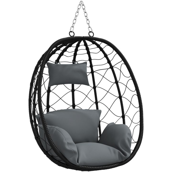 Hängande Ägg Stol Basket utan Stöd Antracit Poly Rattan vidaXL Large – bild 2