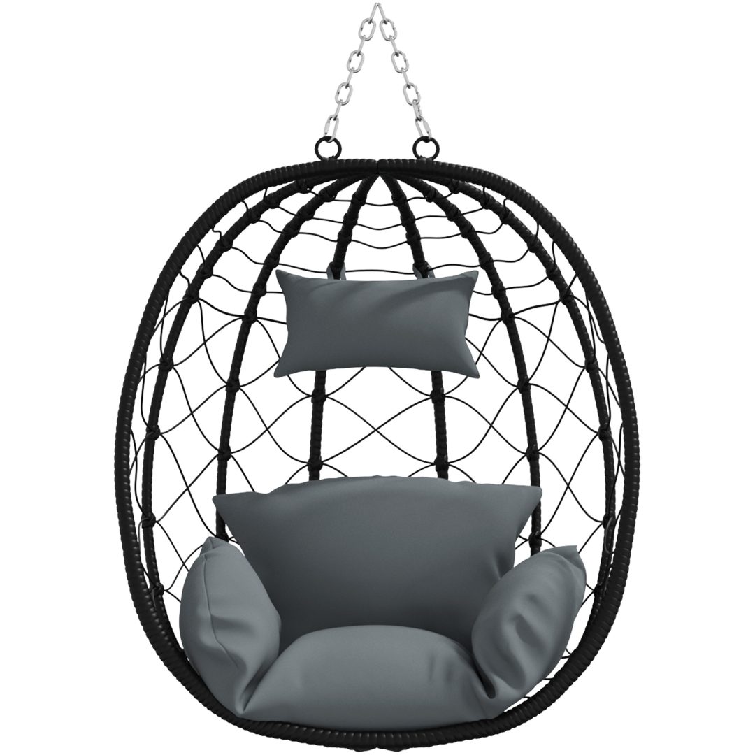 Hängande Ägg Stol Basket utan Stöd Antracit Poly Rattan vidaXL Large – bild 5