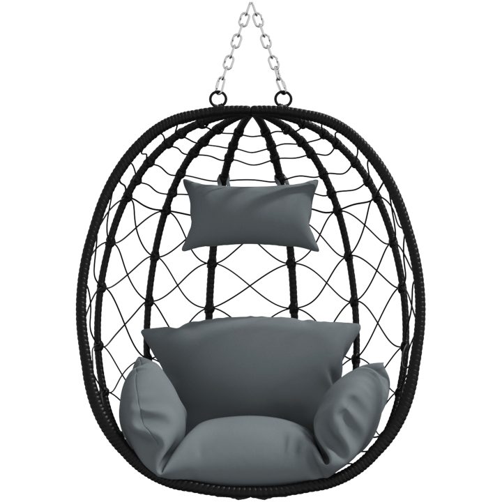 Hängande Ägg Stol Basket utan Stöd Antracit Poly Rattan vidaXL Large – bild 5