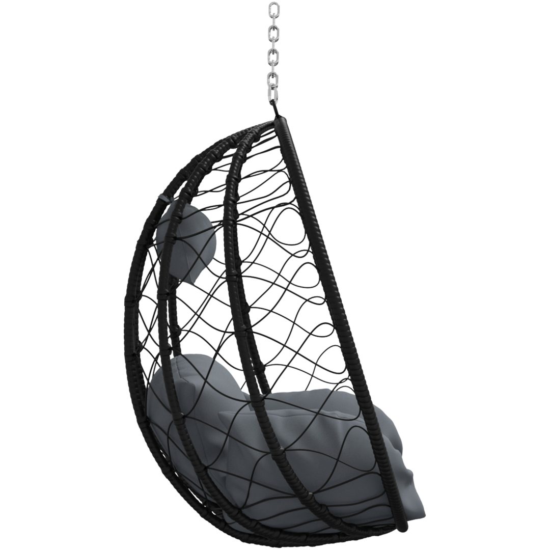 Hängande Ägg Stol Basket utan Stöd Antracit Poly Rattan vidaXL Large – bild 6
