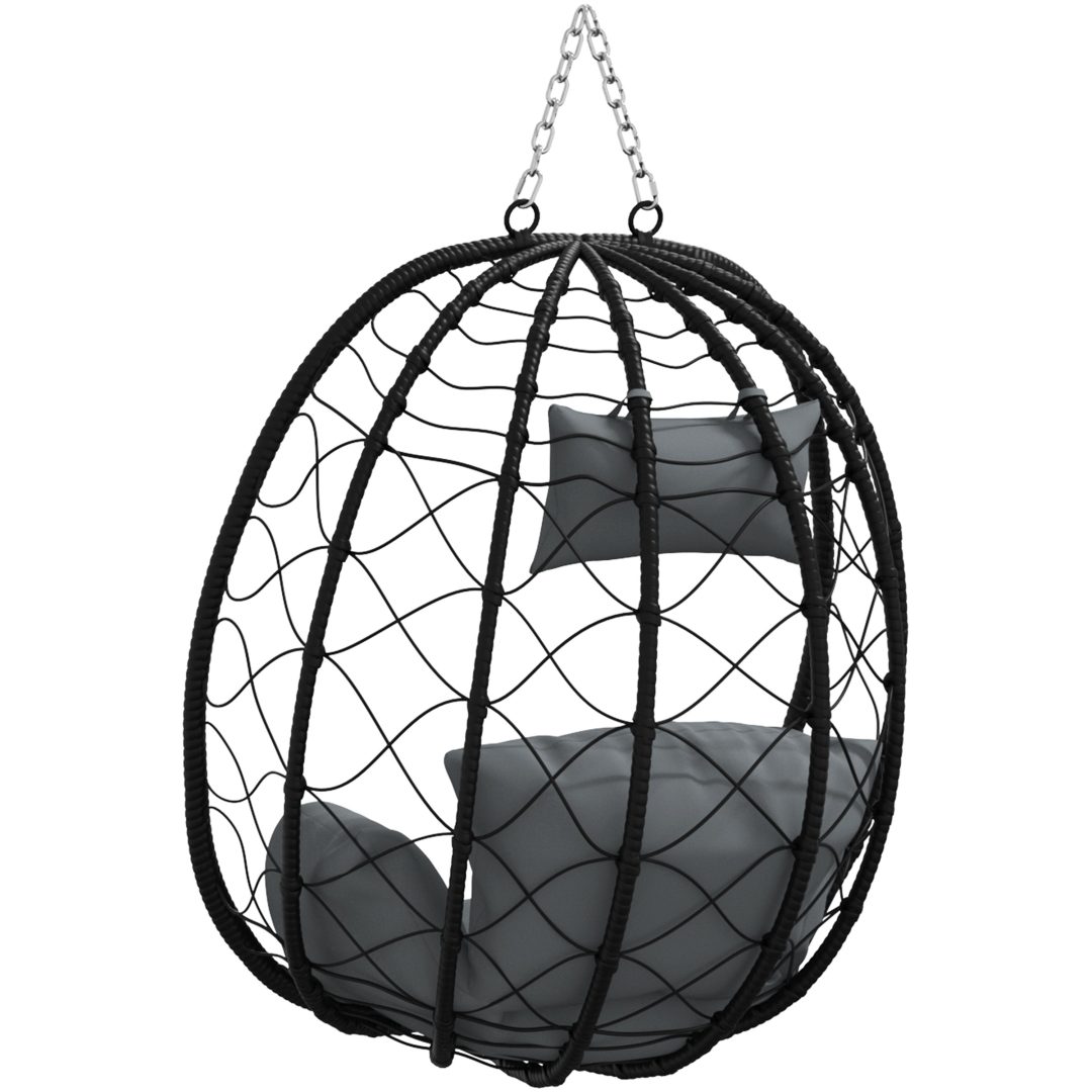 Hängande Ägg Stol Basket utan Stöd Antracit Poly Rattan vidaXL Large – bild 7