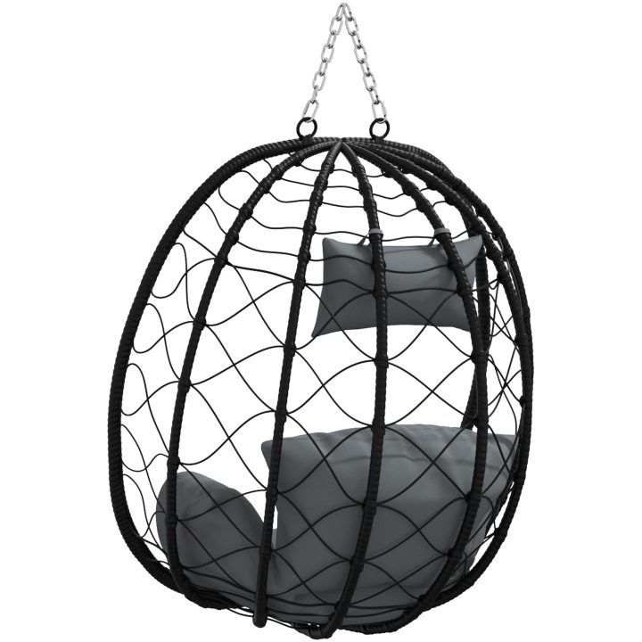 Hängande Ägg Stol Basket utan Stöd Antracit Poly Rattan vidaXL Large – bild 7