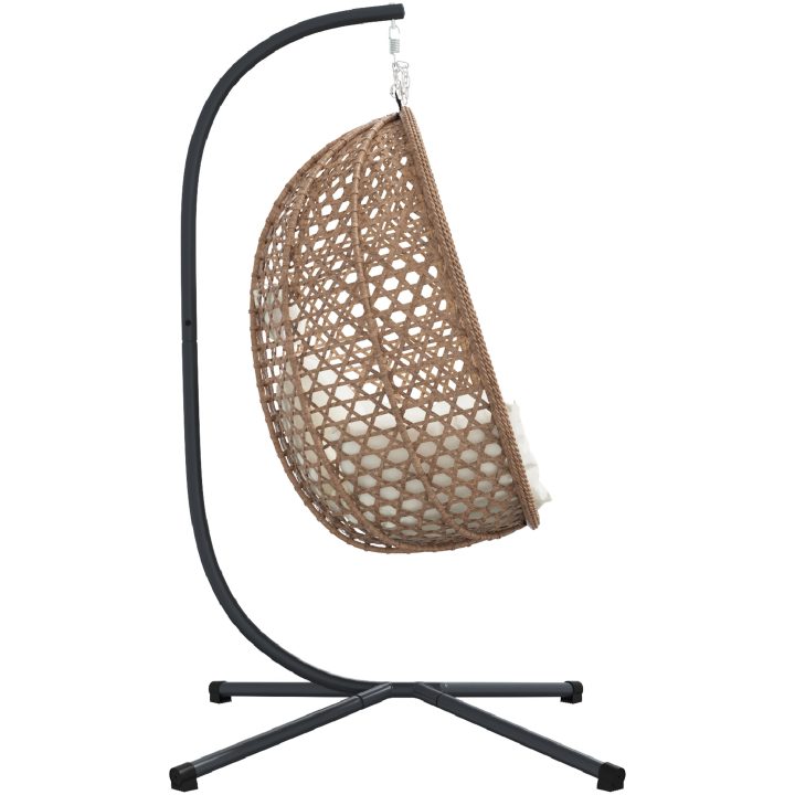 Hängande Äggstol Basket med Stativ Kaffe Poly Rattan vidaXL Standard – bild 6