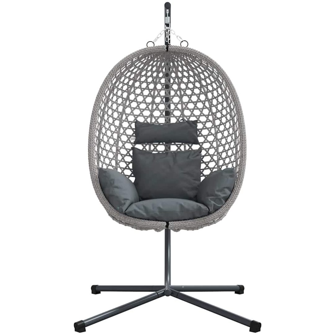 Hängande Äggstol Korg med Stöd Grå Poly Rattan vidaXL Standard – bild 5