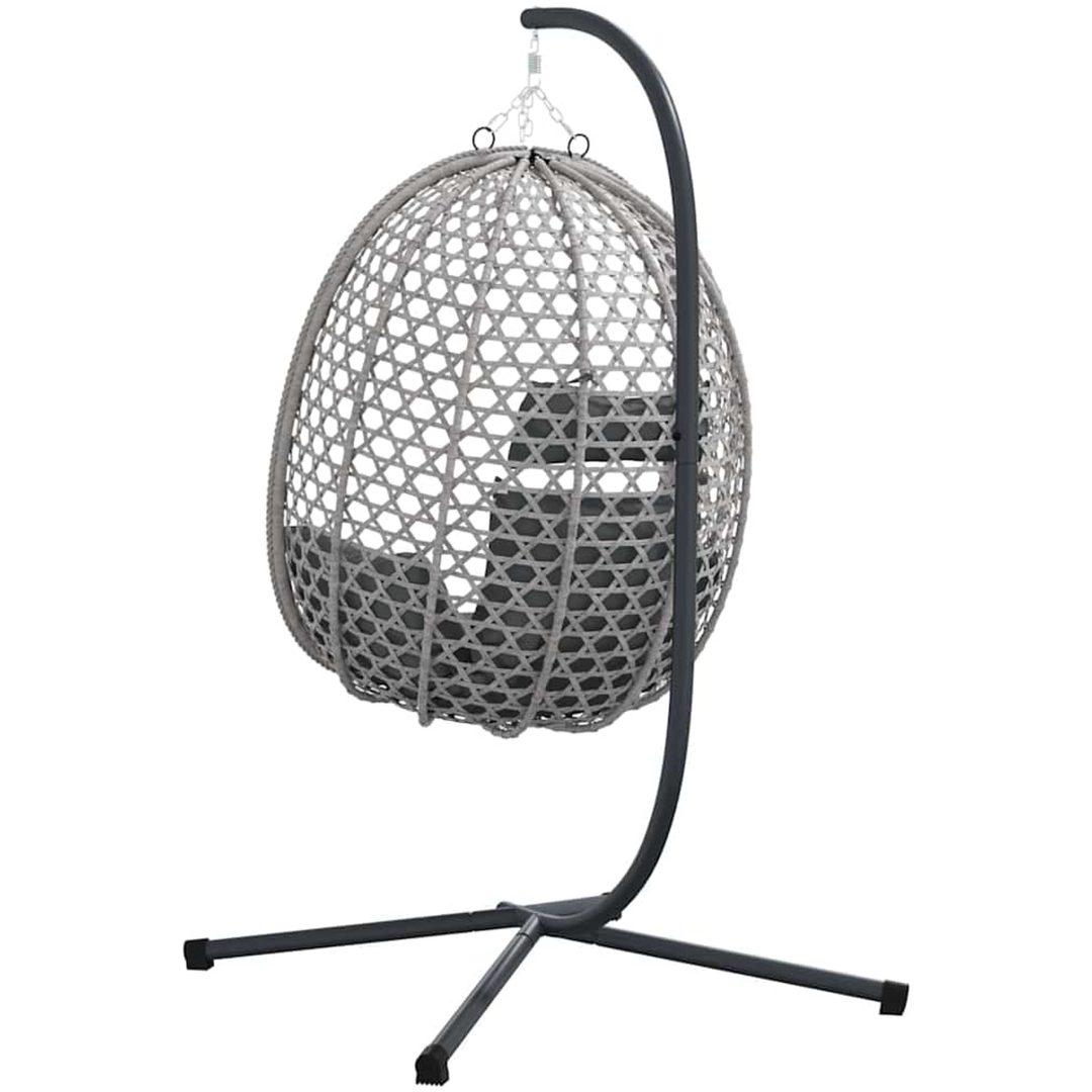 Hängande Äggstol Korg med Stöd Grå Poly Rattan vidaXL Standard – bild 8