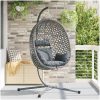 Hängande Äggstol Korg med Stöd Grå Poly Rattan vidaXL Standard – miniatyr 1