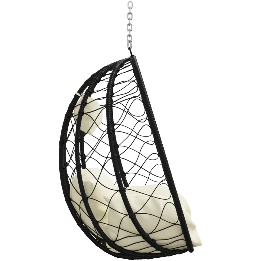 Hängande Äggstol Korg utan Ställning Grädde Vit Poly Rattan vidaXL En storlek – bild 6