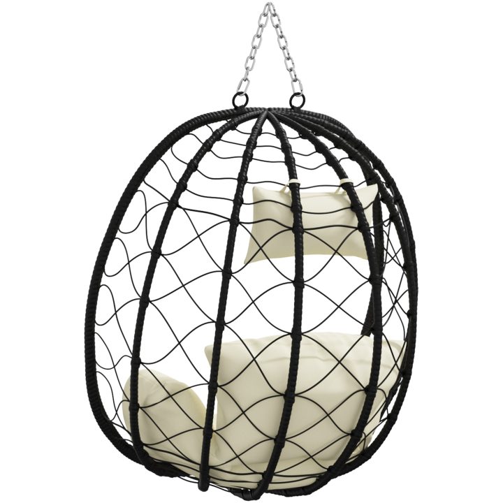 Hängande Äggstol Korg utan Ställning Grädde Vit Poly Rattan vidaXL En storlek – bild 7