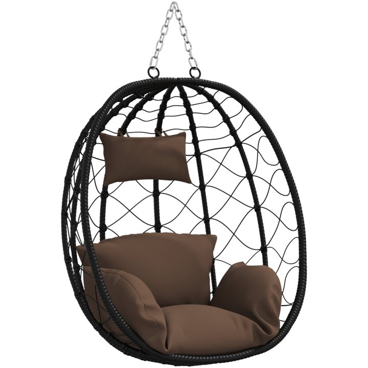 Hängande Äggstol Korg utan Stativ Kaffefärg Poly Rattan vidaXL Medium – bild 2