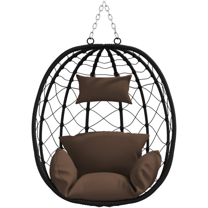 Hängande Äggstol Korg utan Stativ Kaffefärg Poly Rattan vidaXL Medium – bild 4