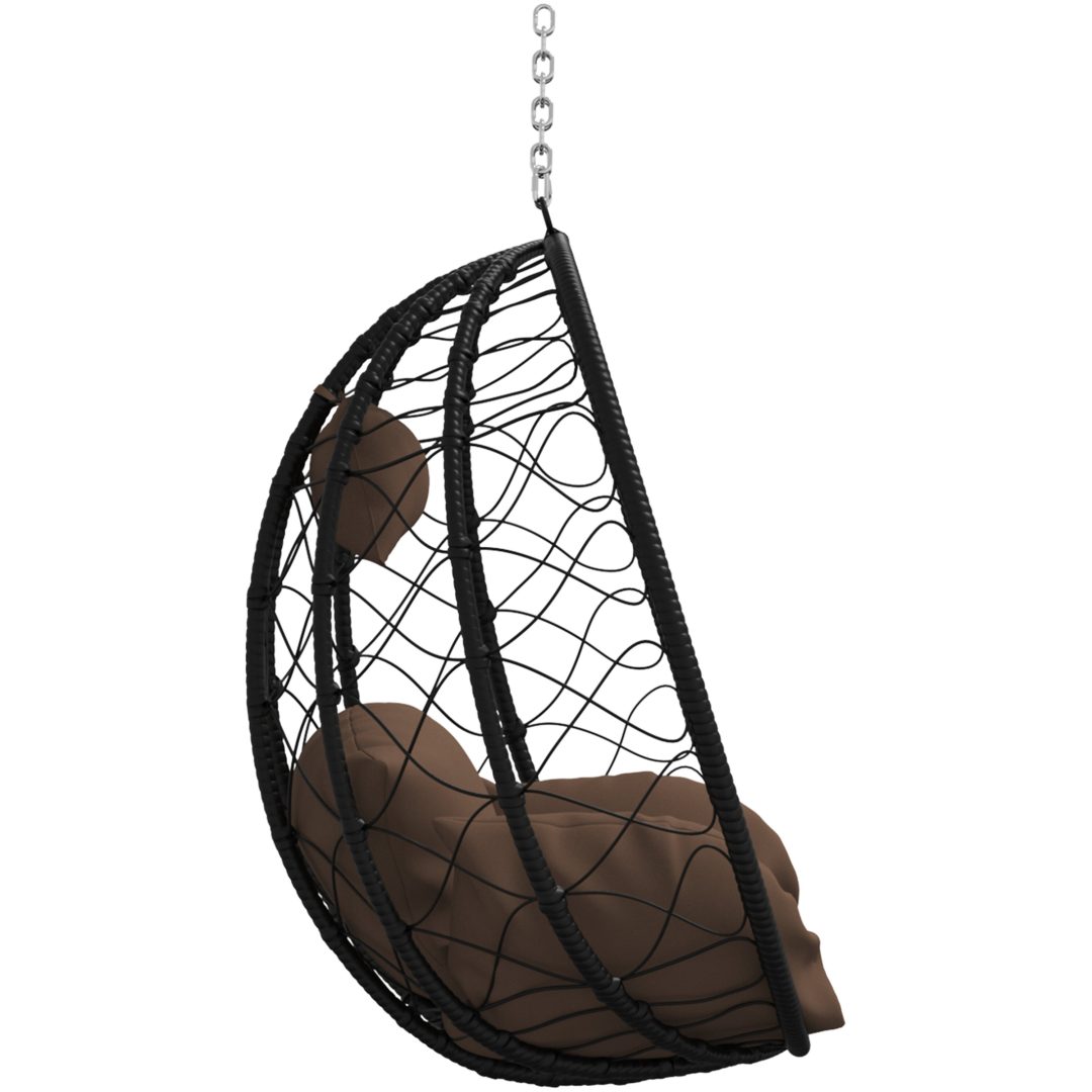 Hängande Äggstol Korg utan Stativ Kaffefärg Poly Rattan vidaXL Medium – bild 5