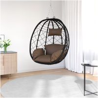 Hängande Äggstol Korg utan Stativ Kaffefärg Poly Rattan vidaXL