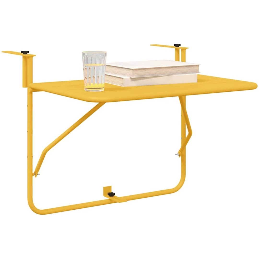 Hängande Balkongbord Fällbart Senapsgul 60x40 cm Stål vidaXL 60 x 39 x 50 cm, 60 x 39 x 57,5 cm, 60 x 39 x 65 cm – bild 3