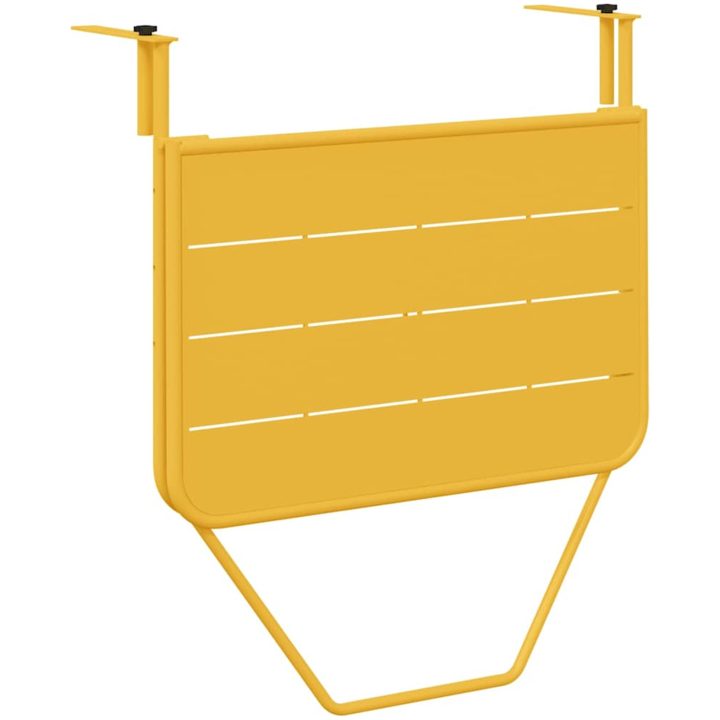Hängande Balkongbord Fällbart Senapsgul 60x40 cm Stål vidaXL 60 x 39 x 50 cm, 60 x 39 x 57,5 cm, 60 x 39 x 65 cm – bild 5