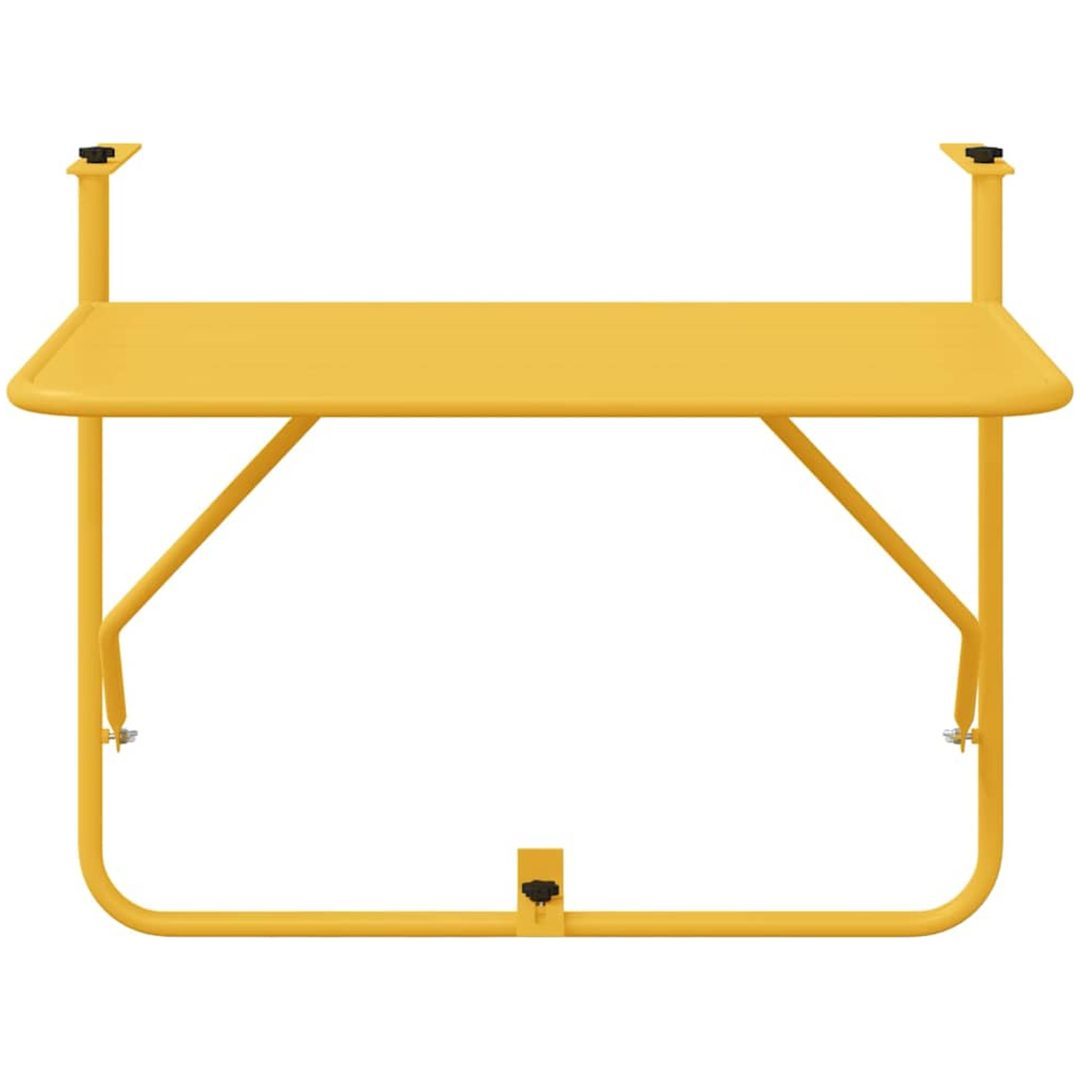 Hängande Balkongbord Fällbart Senapsgul 60x40 cm Stål vidaXL 60 x 39 x 50 cm, 60 x 39 x 57,5 cm, 60 x 39 x 65 cm – bild 6
