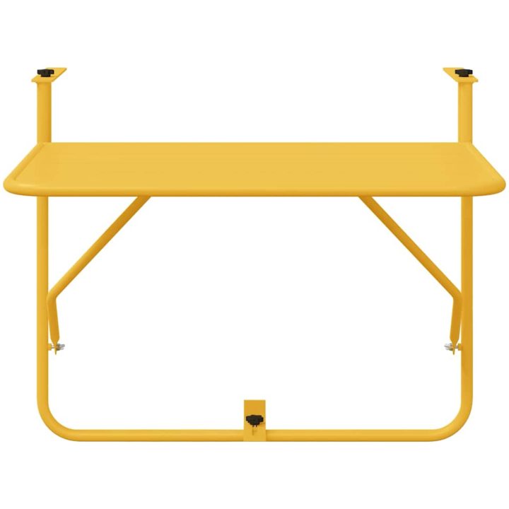 Hängande Balkongbord Fällbart Senapsgul 60x40 cm Stål vidaXL 60 x 39 x 50 cm, 60 x 39 x 57,5 cm, 60 x 39 x 65 cm – bild 6
