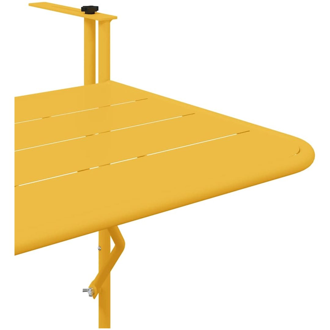 Hängande Balkongbord Fällbart Senapsgul 60x40 cm Stål vidaXL 60 x 39 x 50 cm, 60 x 39 x 57,5 cm, 60 x 39 x 65 cm – bild 8