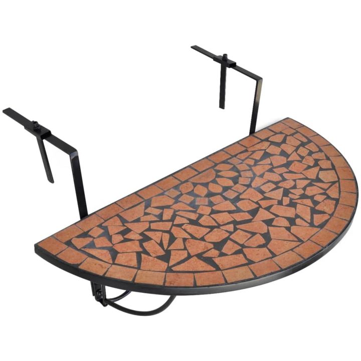 Hängande balkongbord terrakotta och mosaik vidaXL 76 x 56 x 64 cm – bild 2