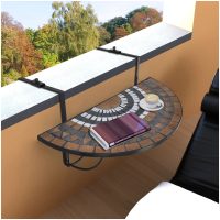 Hängande balkongbord terrakotta och vit mosaik vidaXL