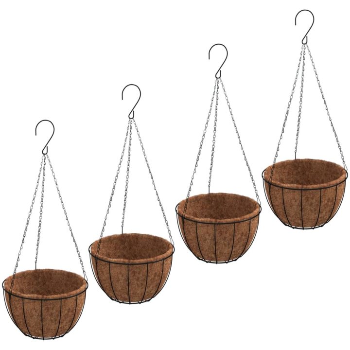 Hängande blomkrukor 4 st kokosfiber svart stål vidaXL ⌀35 x 52 cm – bild 2