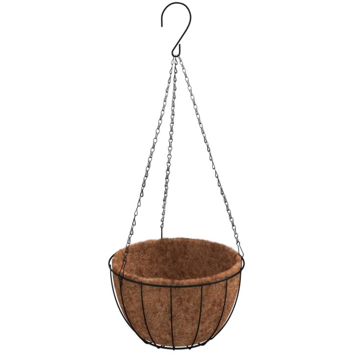 Hängande blomkrukor 4 st kokosfiber svart stål vidaXL ⌀35 x 52 cm – bild 4