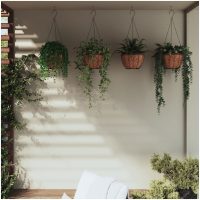 Hängande blomkrukor 4 st kokosfiber svart stål vidaXL