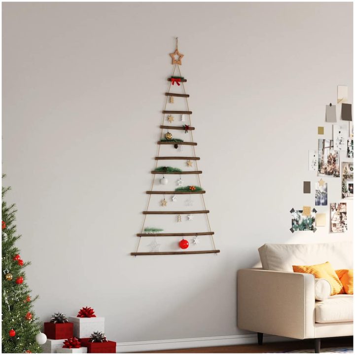 Hängande julgran med toppstjärna naturlig gren vidaXL 74 x 150 cm – bild 3