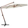 Hängande parasoll 350 cm trästång vit vidaXL 3.5 x 2.9 m – miniatyr 2