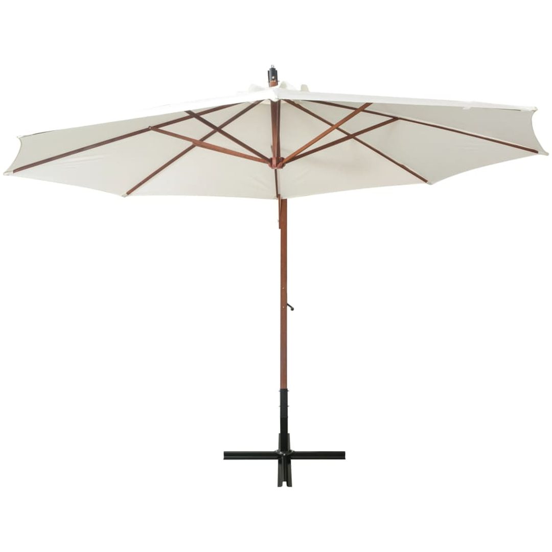 Hängande parasoll 350 cm trästång vit vidaXL 3.5 x 2.9 m – bild 3