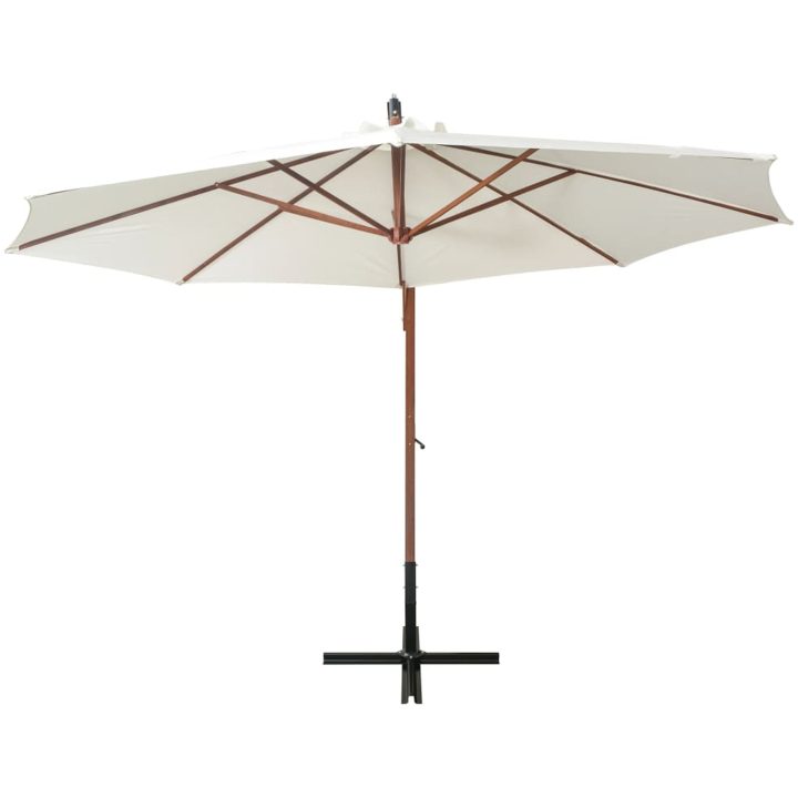 Hängande parasoll 350 cm trästång vit vidaXL 3.5 x 2.9 m – bild 3