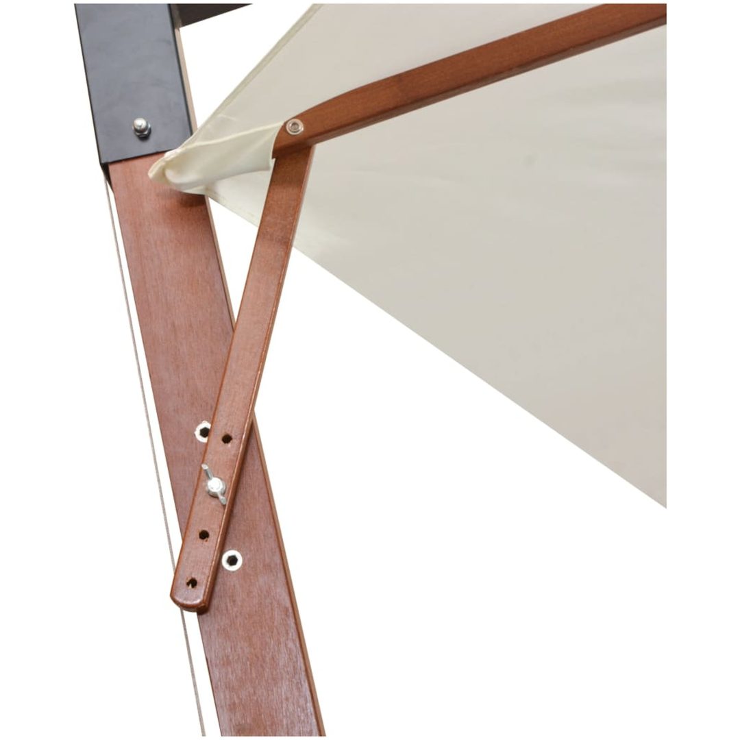 Hängande parasoll 350 cm trästång vit vidaXL 3.5 x 2.9 m – bild 6