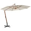 Hängande parasoll 350 cm trästång vit vidaXL 3.5 x 2.9 m – miniatyr 1