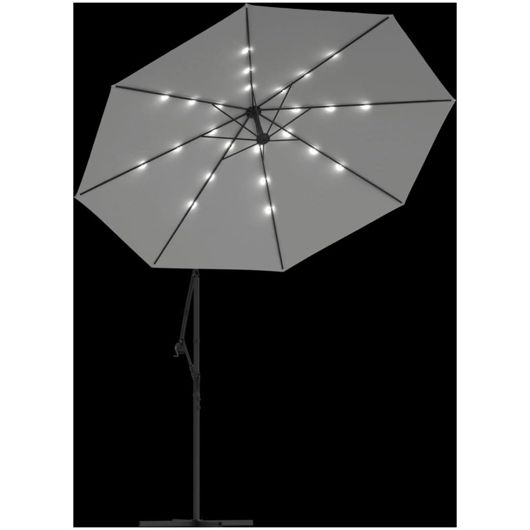 Hängande parasoll med LED-belysning sand metallstång vidaXL 300 cm – bild 6