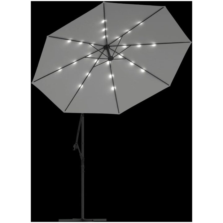 Hängande parasoll med LED-belysning sand metallstång vidaXL 300 cm – bild 6
