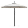 Hängande parasoll med LED-belysning sand metallstång vidaXL 300 cm – miniatyr 7