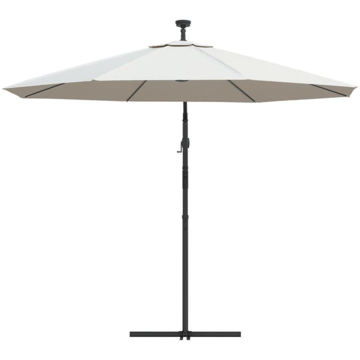 Hängande parasoll med LED-belysning sand metallstång vidaXL 300 cm – bild 7