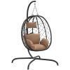 Hängande stol med dyna taupe konstrotting & stål vidaXL – miniatyr 2