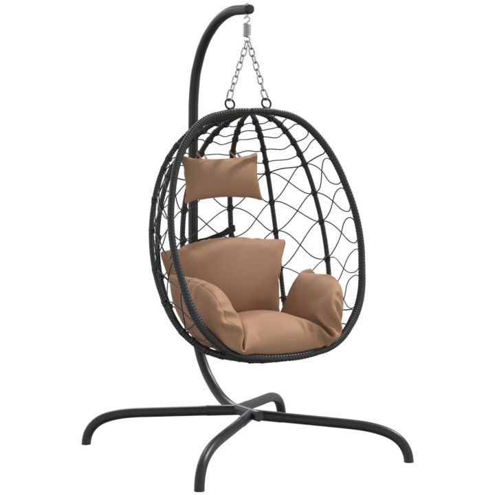 Hängande stol med dyna taupe konstrotting & stål vidaXL – bild 2