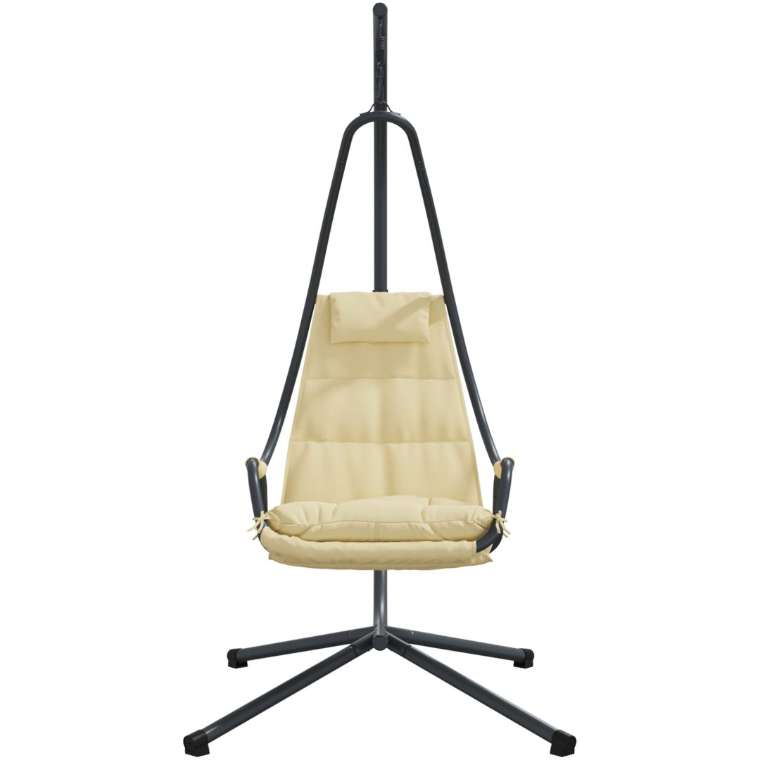 Hängande Stol med Ställning och Dyna Beige Stål vidaXL Large – bild 5