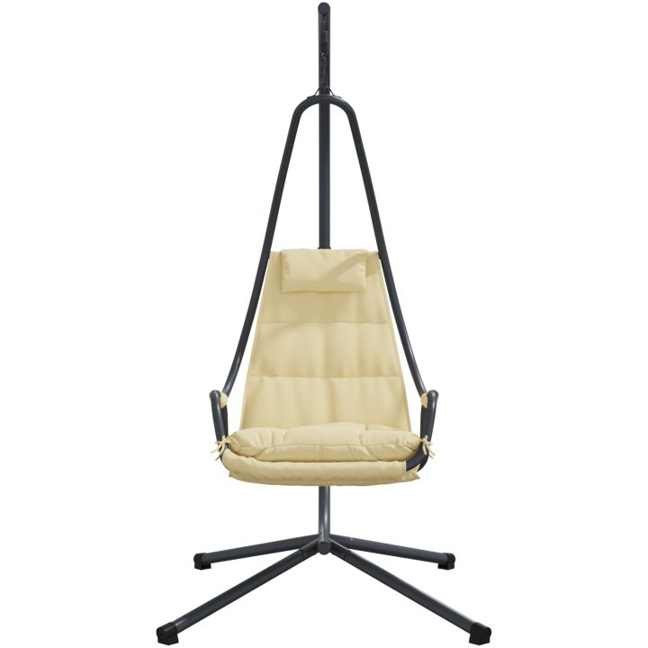 Hängande Stol med Ställning och Dyna Beige Stål vidaXL Large – bild 5